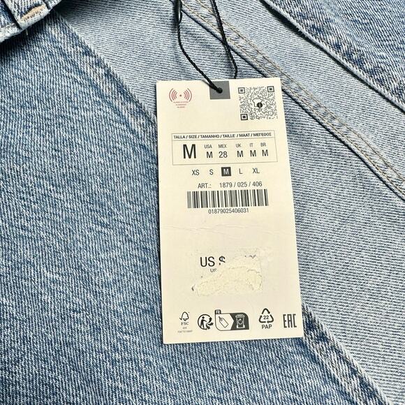 Zara | Women | Y2K Light Wash Distressed Button Fly Denim Maxi Skirt | Medium - Picture 8 of 12